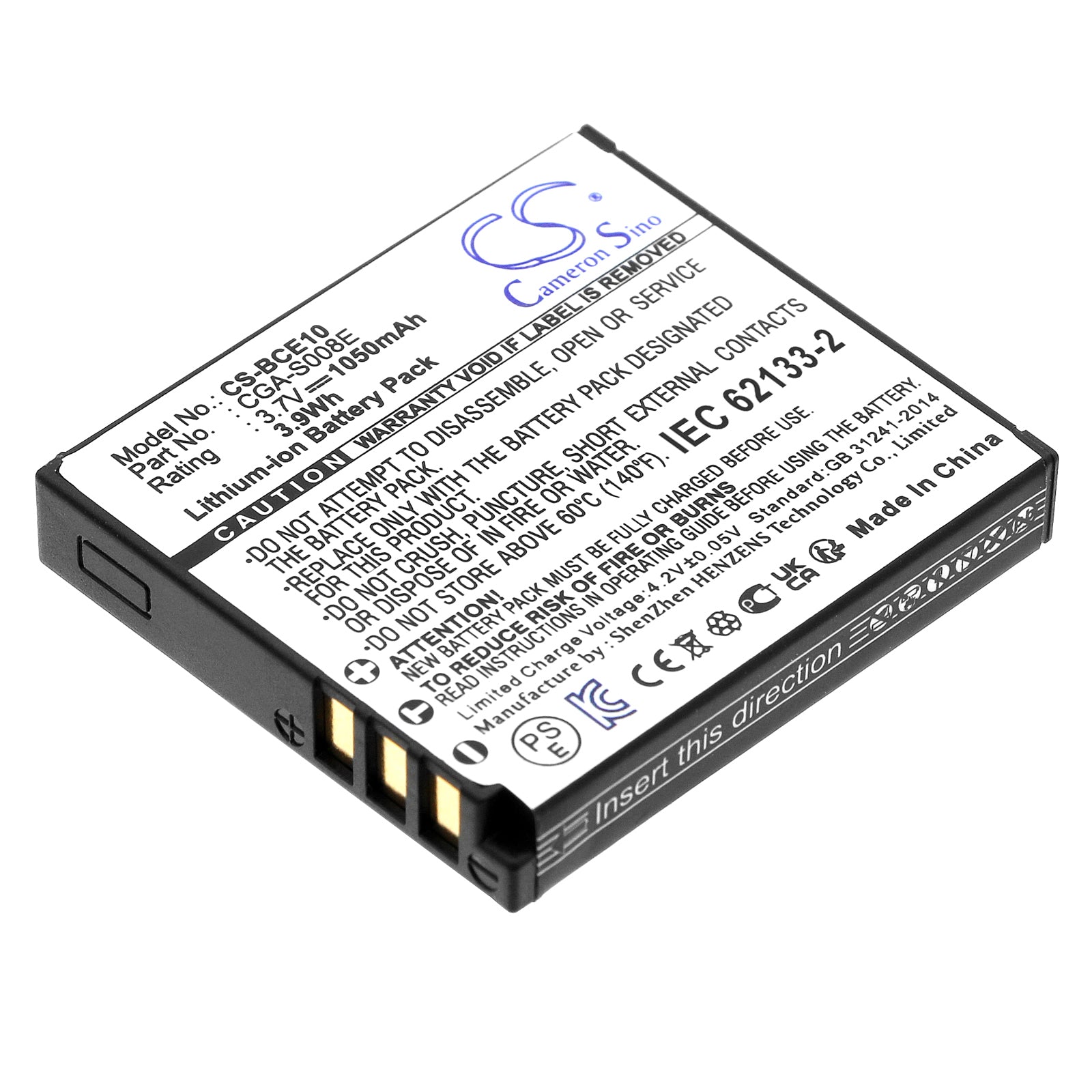 1050mAh Li-ion Replacement Battery for Leica C-LUX & Panasonic Lumix - 3.7V 3.9Wh (Full Compatibility Listed)