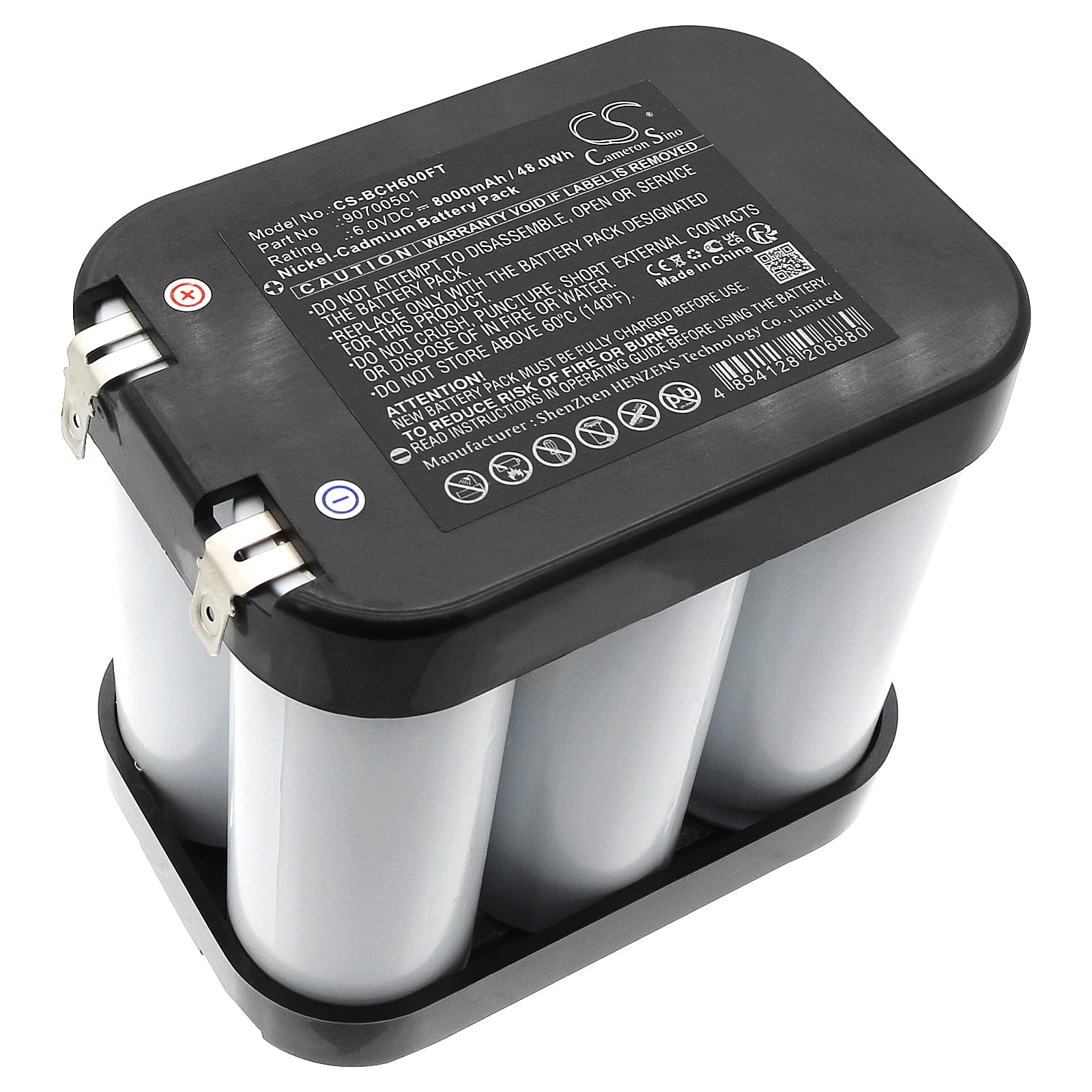 6V 8Ah Ni-CD Replacement Battery for Bosch Eisemann Halo 6 & B6008 Flashlights - 90700501