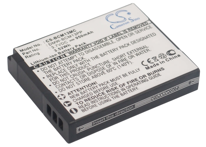 950mAh Li-ion Replacement Battery for Panasonic Lumix DMC-TZ41, ZS30, TS5 Series - 3.7V Digital Camera Battery