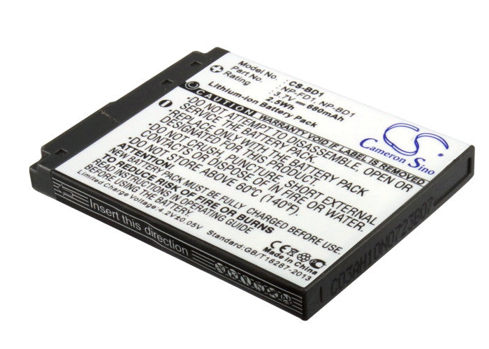 680mAh Replacement Battery for Sony Cyber-shot DSC-T Series Digital Cameras - 3.7V Li-ion