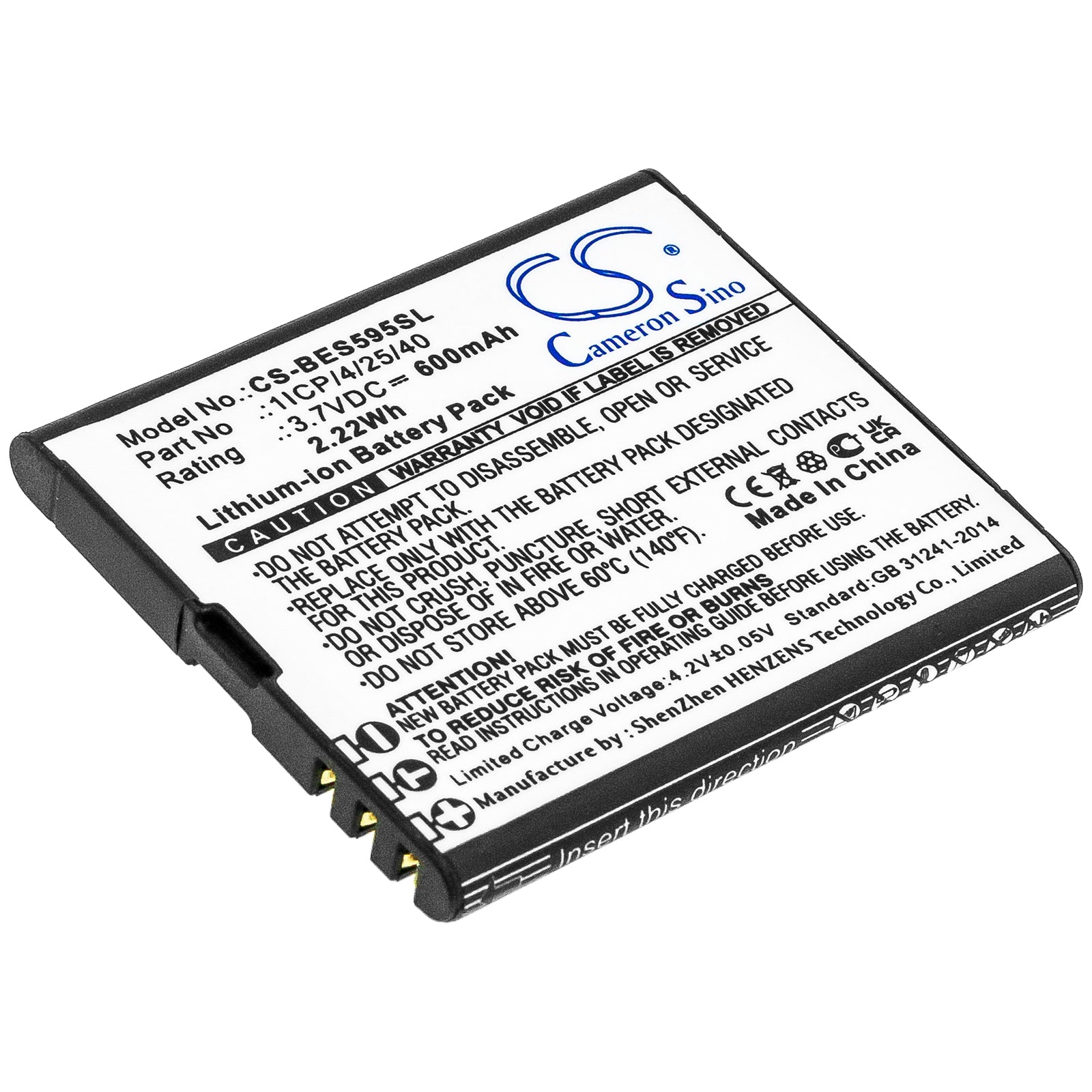 600mAh Li-ion Replacement Battery for Bea-fon SL495, SL595, SL595 Plus, SL605 Smartphones (3.7V)