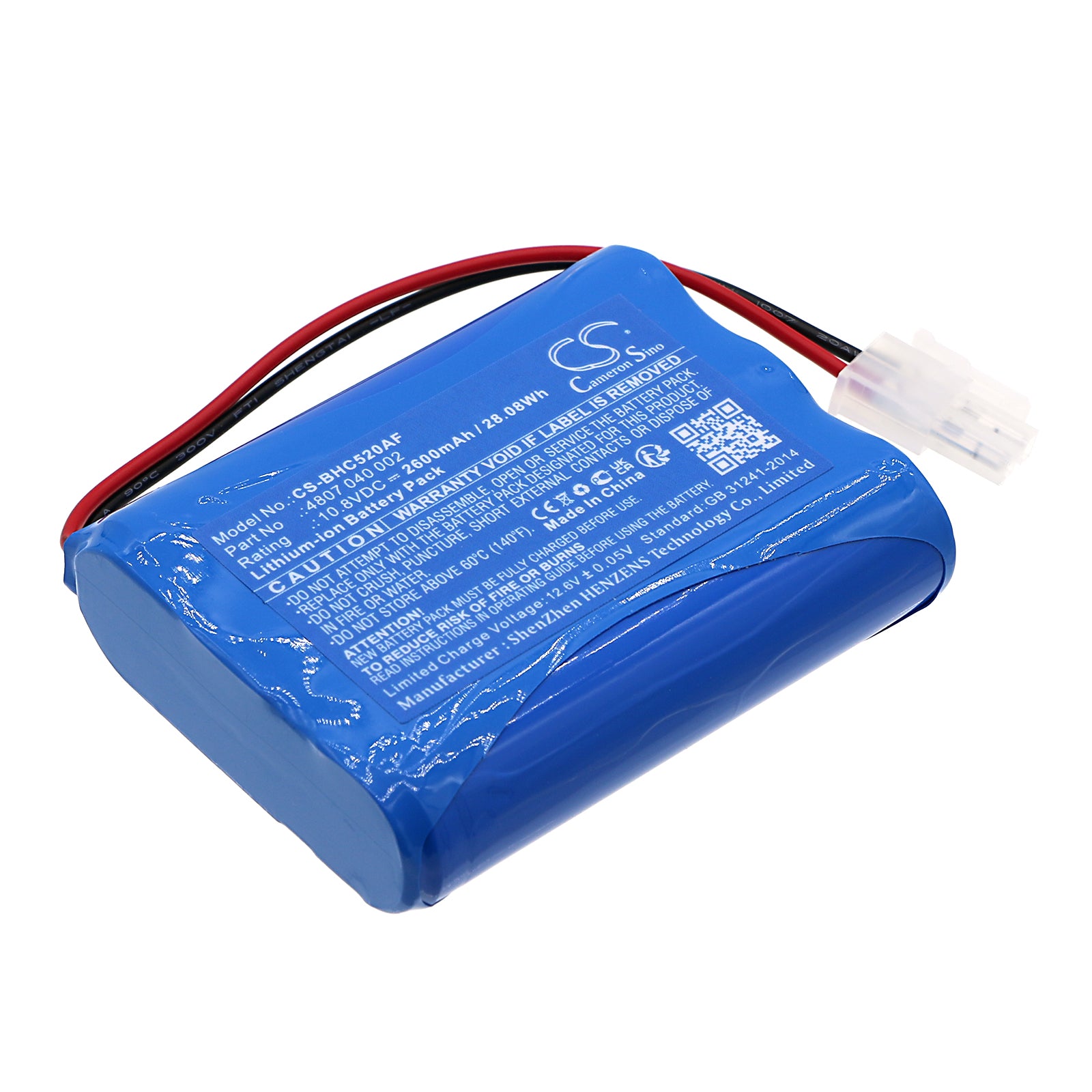 10.8V 2600mAh Li-ion Replacement Battery for Becker Hazard Control & SIMU Devices - 69.5x55.3x19mm