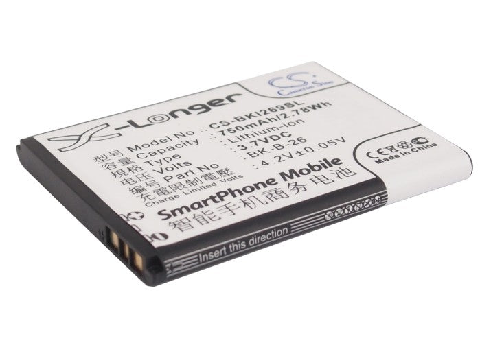 750mAh 3.7V Li-ion Replacement Battery for BBK I269, I188 Mobile Phones - BK-B-26, BK-B-28