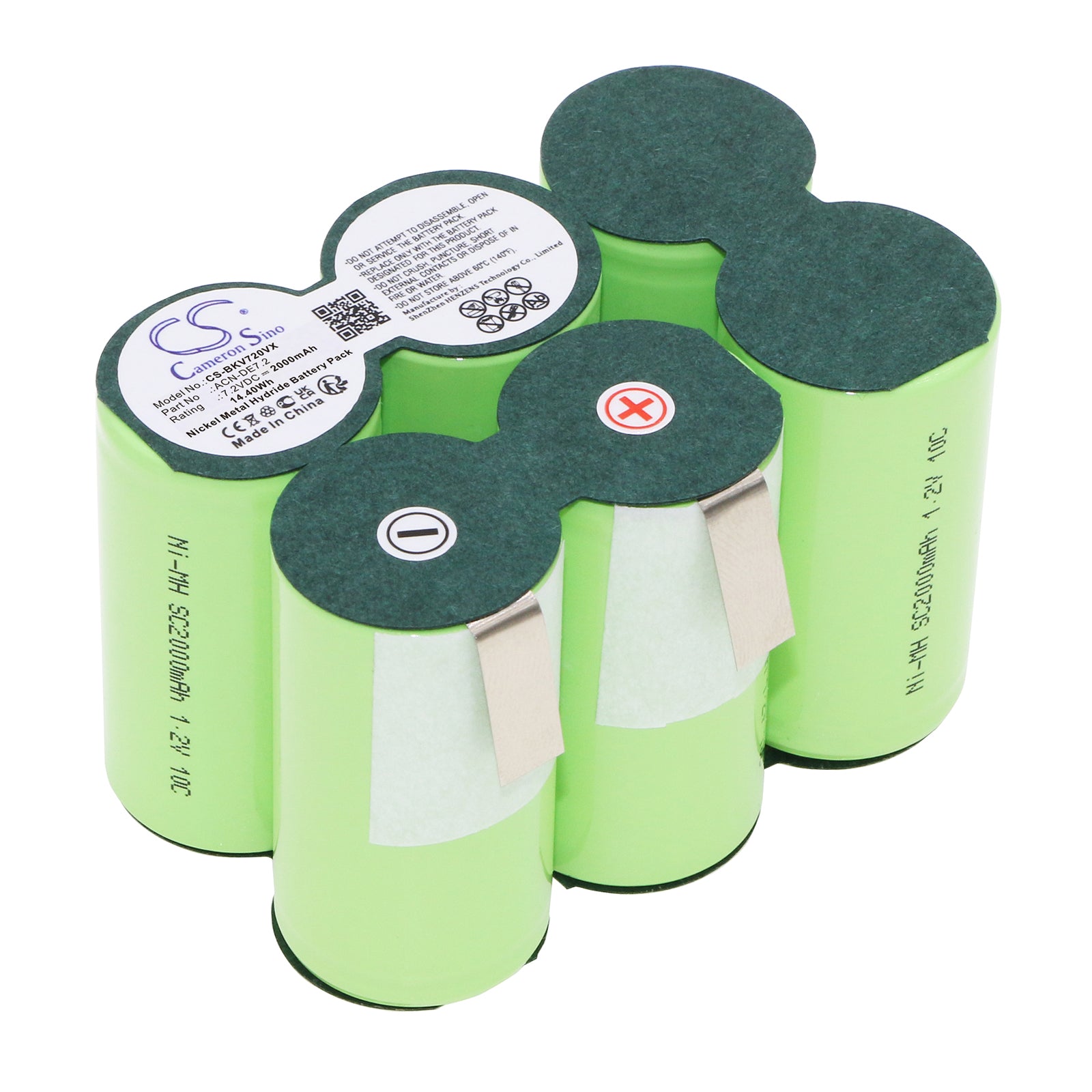 7.2V 2000mAh Ni-MH Replacement Battery for Black & Decker DV7205 Dustbuster Extreme Handheld Vacuum - ACN-DE7.2