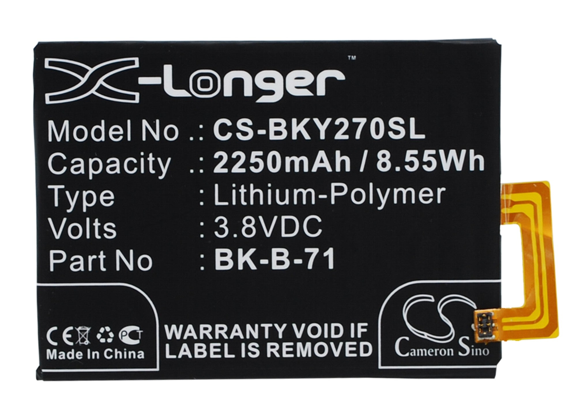2250mAh Replacement Battery for VIVO Y18 & Y18L - 3.8V Li-Polymer Smartphone Battery (BBK BK-B-71)