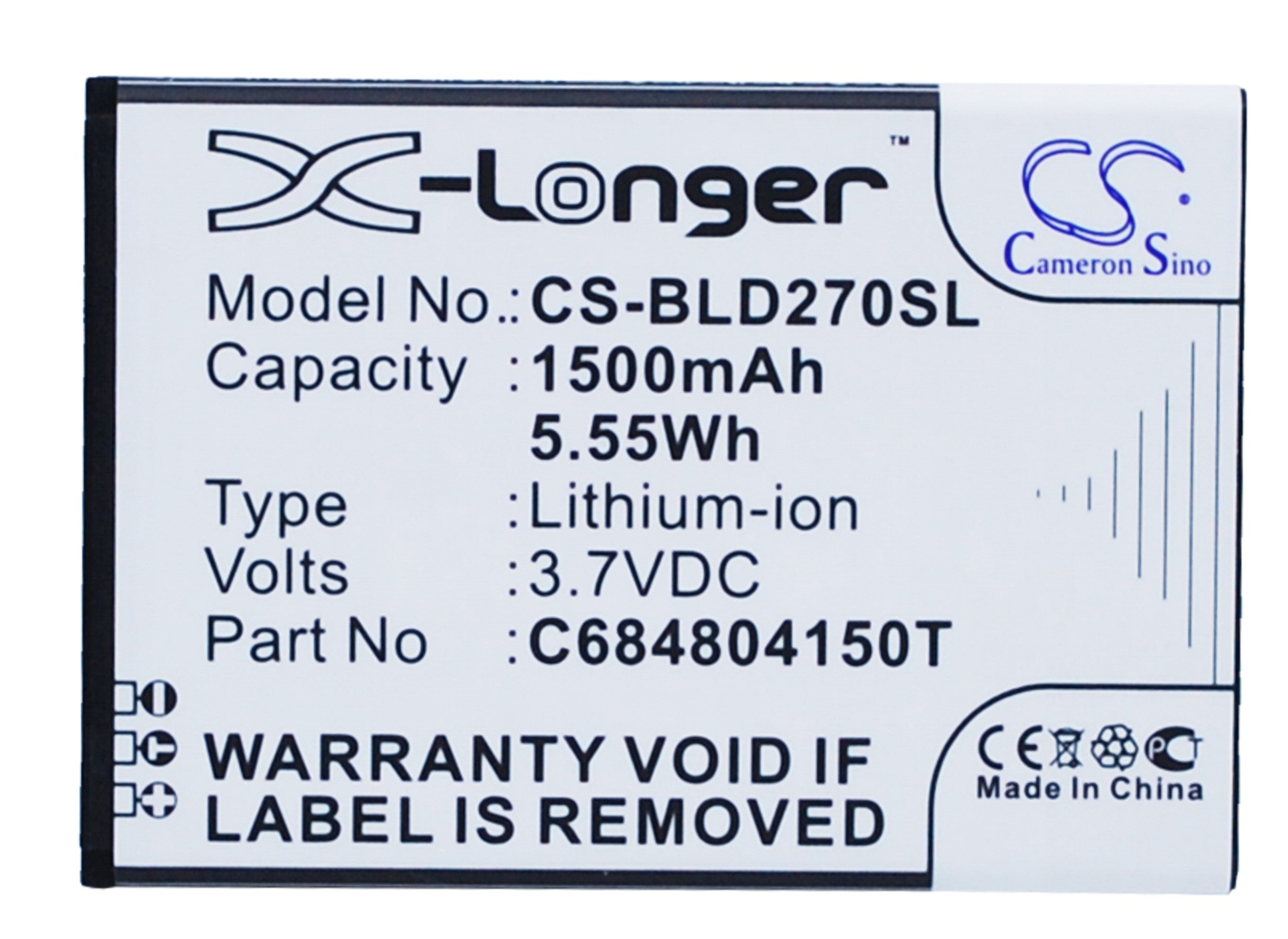 1500mAh Replacement Battery for BLU Dash 4.0, D270, Music 4.0 - 3.7V Li-ion Smartphone Battery