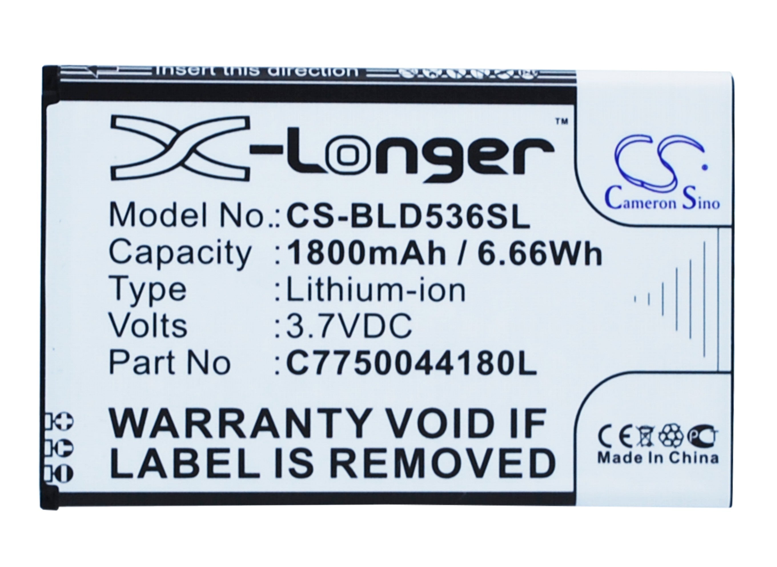 1800mAh Replacement Battery for BLU Studio 5.0C 5.0e Dash M D536 D030 Series Smartphone - 3.7V Li-ion