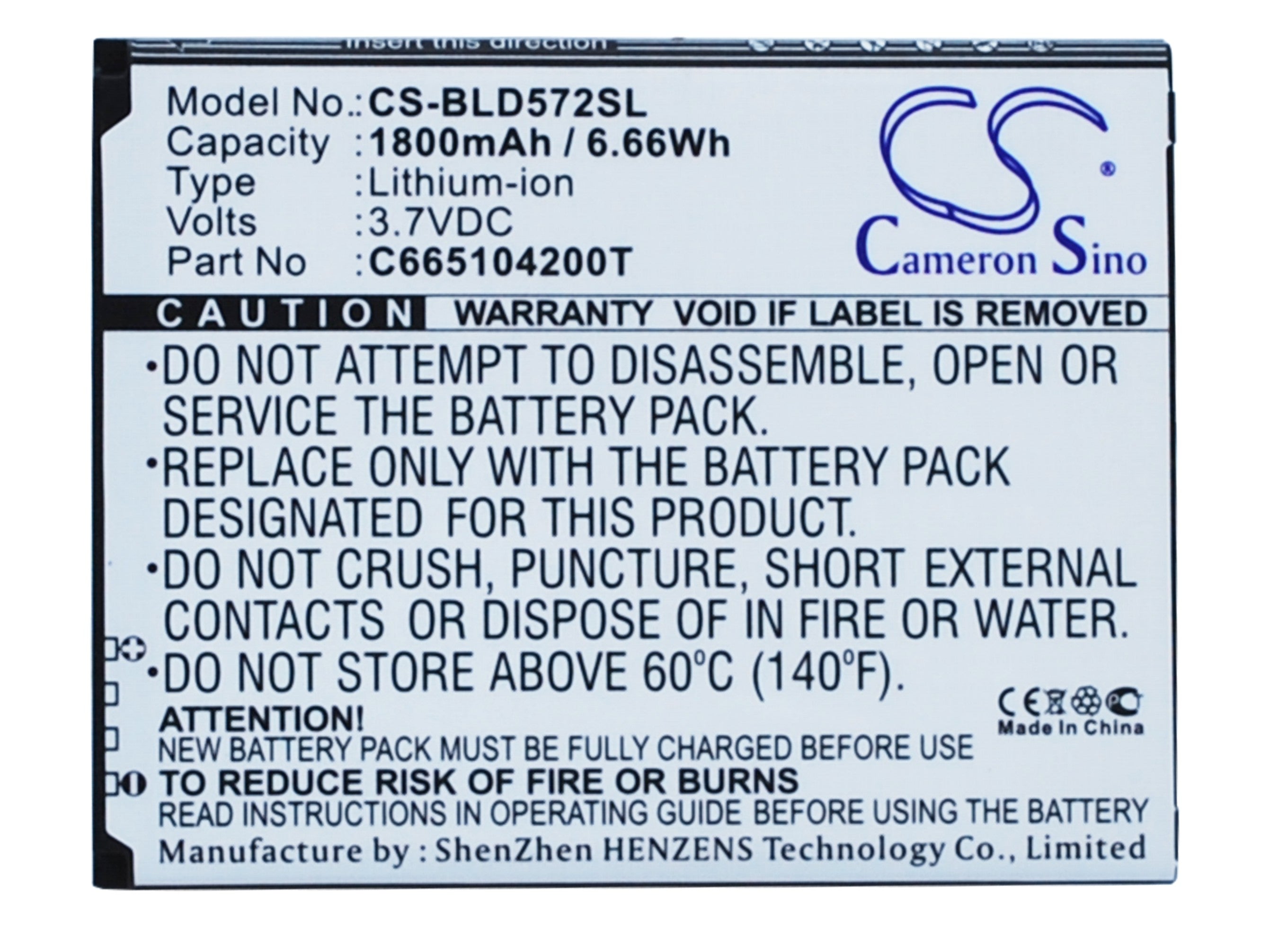 1800mAh Replacement Battery for BLU Studio 5.0S, D572A, Y530Q, 5.0 S II - 3.7V Li-ion Power, Device Application