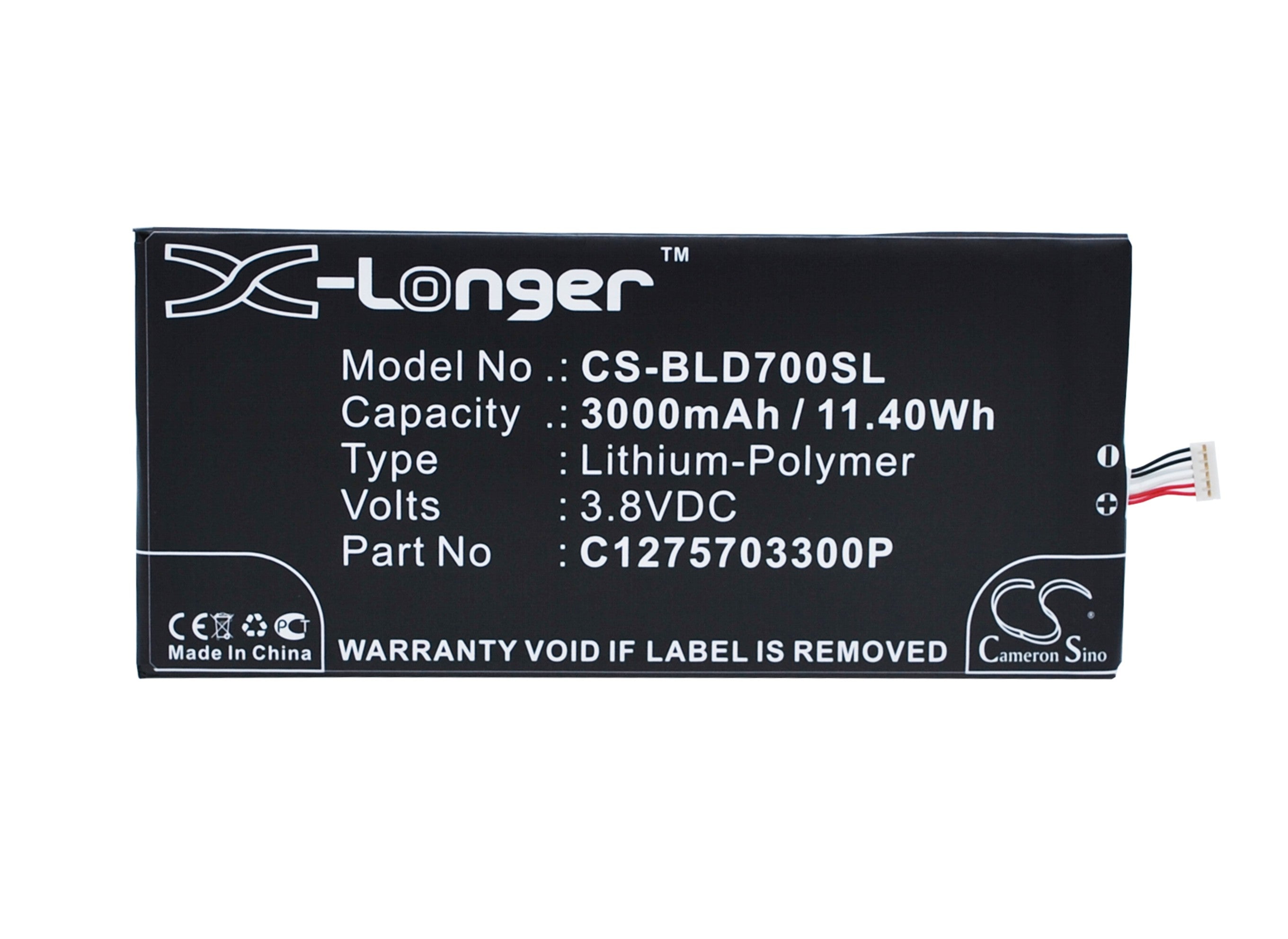 3000mAh Replacement Battery for BLU Studio 7.0 HD D700A D700i S480u Smartphone - 3.8V Li-Polymer Cell