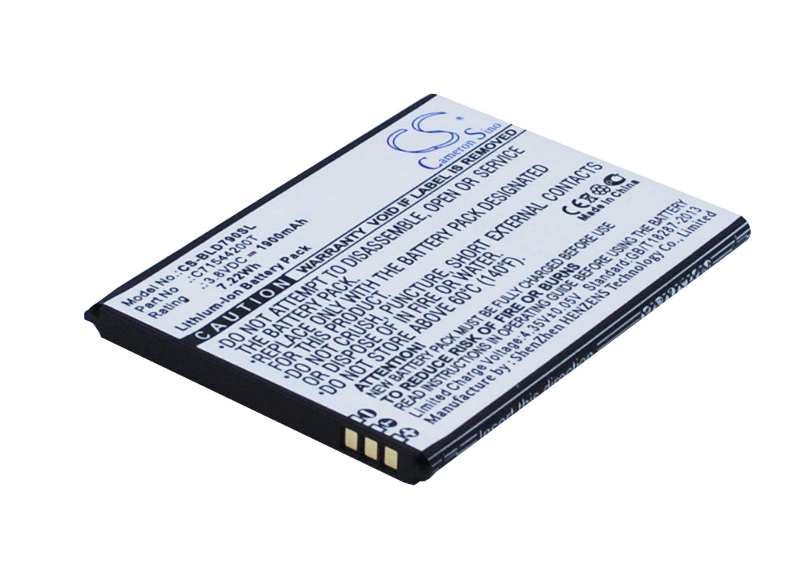 1900mAh Replacement Battery for BLU Studio G D790 - 3.8V Li-ion - BLU71 & C71544200T Compatible - Phone Power Solution