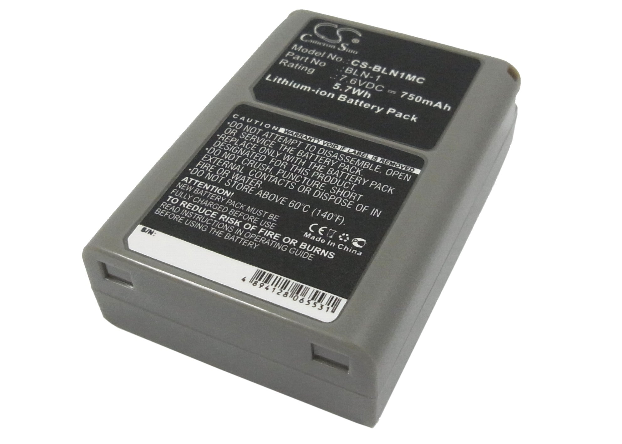 750mAh Replacement Battery for Olympus E-M5, OM-D, E-M1 II Cameras BLN-1 - 7.6V 5.7Wh Li-ion