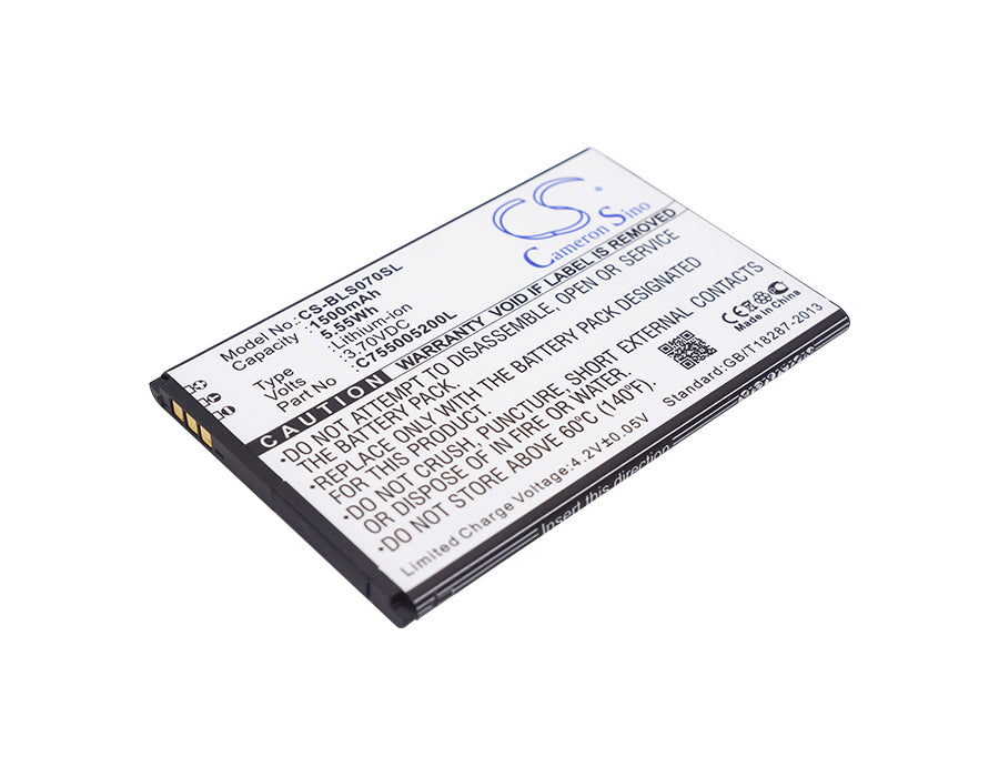 BLU Studio Selfie (S070Q) Battery - 1500mAh 3.7V Li-ion Replacement - 75x50x4.3mm