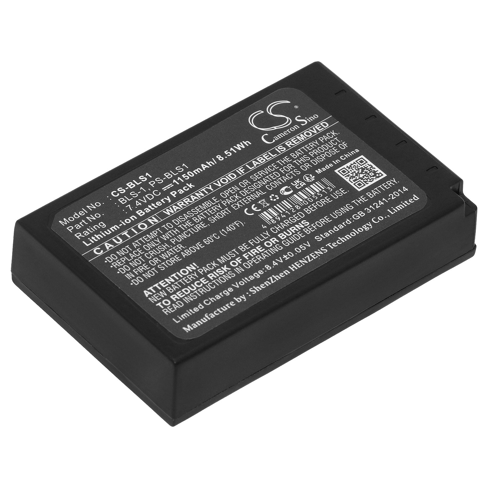 7.4V 1150mAh Li-ion Replacement Battery for Olympus Evolt/Pen Series Cameras - BLS-1, PS-BLS1