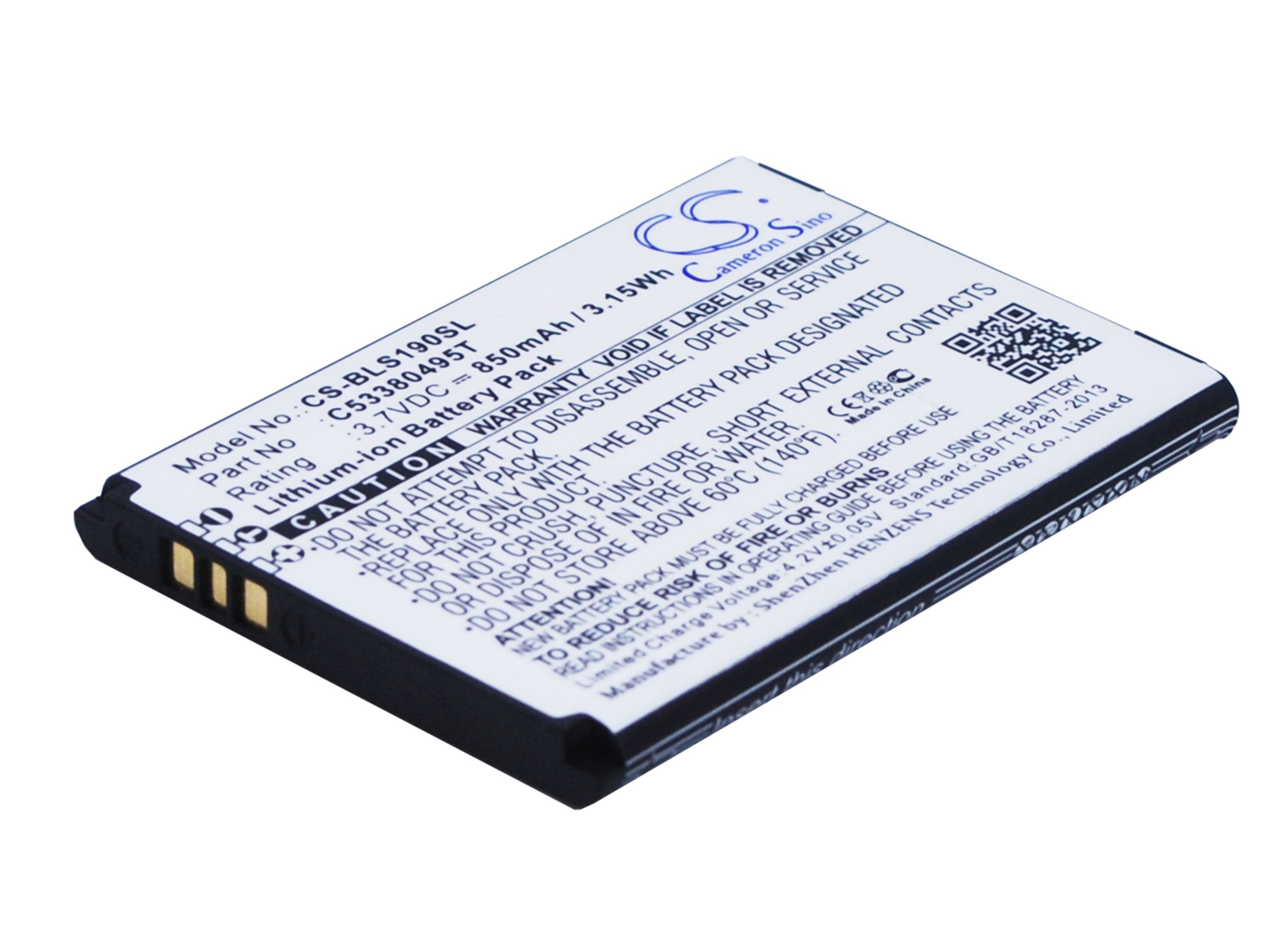 850mAh Replacement Battery for BLU Hero S190 S180 Smartphone - 3.7V Li-ion - C53380495T - Model Specific