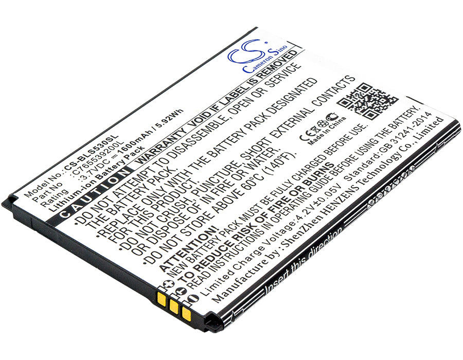 1600mAh 3.7V Li-ion Replacement Battery for BLU Studio X8 HD, S530, G2 HD, S550Q, QMobile