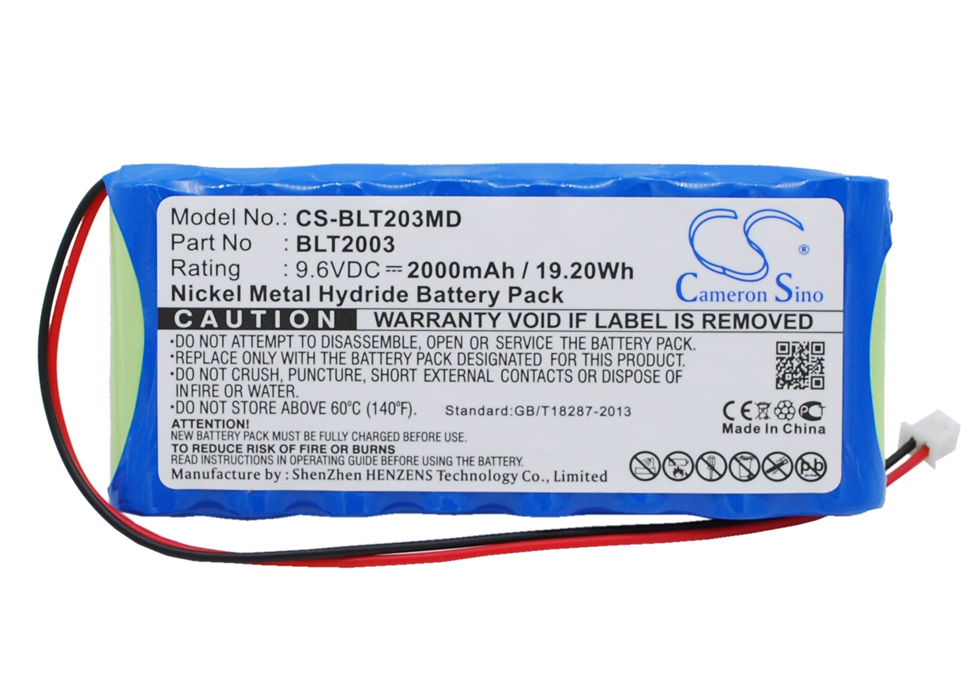 9.6V 2000mAh Ni-MH Replacement Battery for Biolat BLT2003 ECG/EKG Monitor - Medical Grade Power