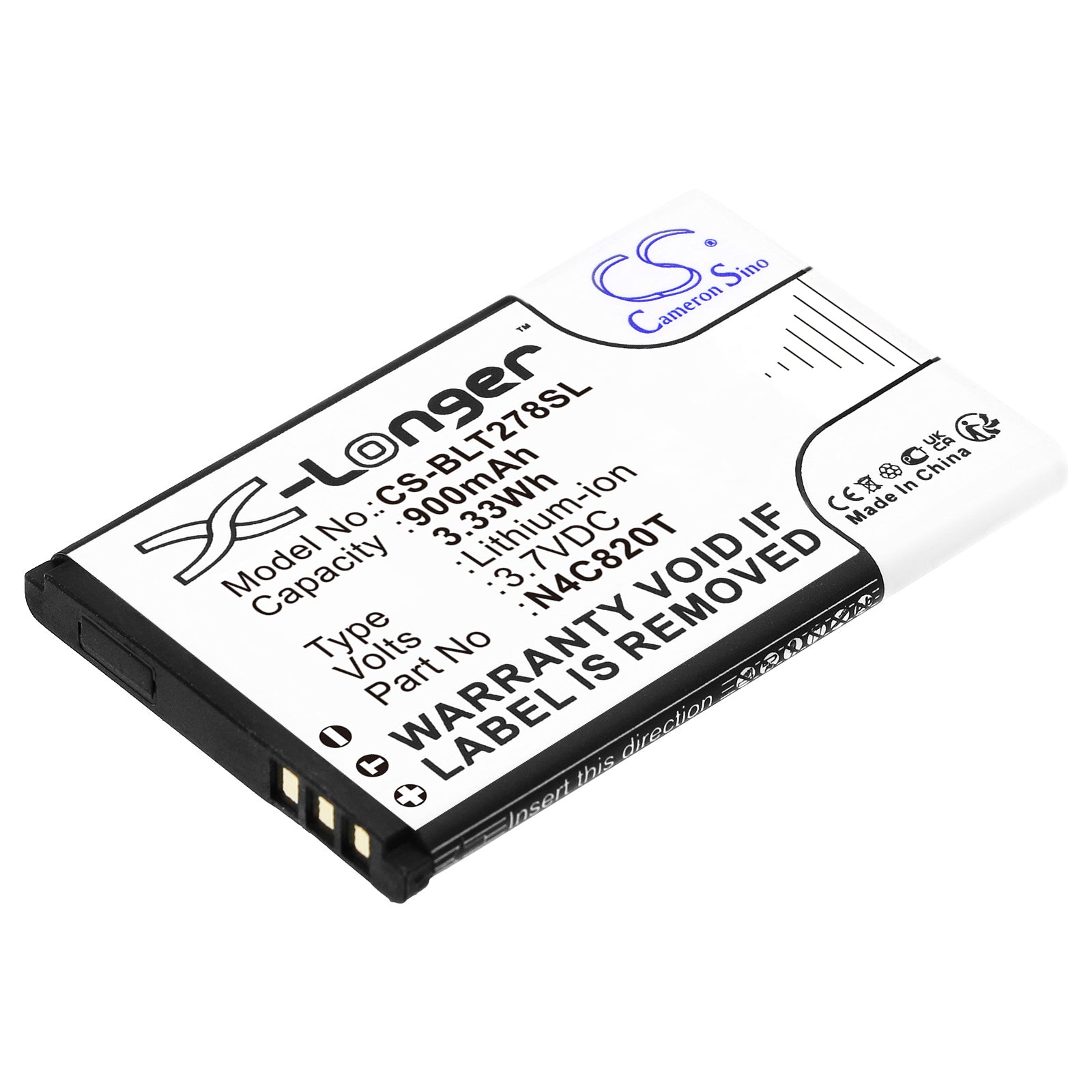 900mAh 3.7V Li-ion Replacement Battery - BLU Samba TV, Zoey II, Advance 4.0 Compatibility - Phone Battery