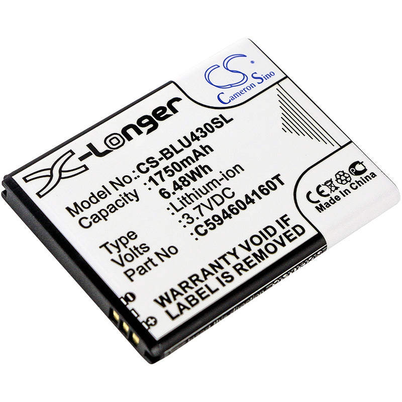 BLU VIVO 4.3 D910A Battery Replacement - 1750mAh 3.7V Li-ion - Smartphone Battery, 6.48Wh