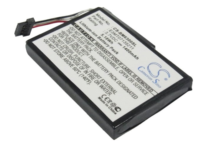 1400mAh GPS Navigator Battery - BlueMedia BM6300, BM6400 & Transonic PNA-3002 Replacement (3.7V, 50x37x7mm Li-ion)