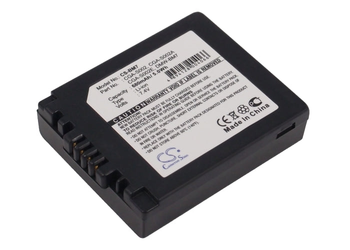 7.4V 680mAh Li-ion Replacement Battery for Panasonic Lumix DMC-FZ Series Digital Cameras
