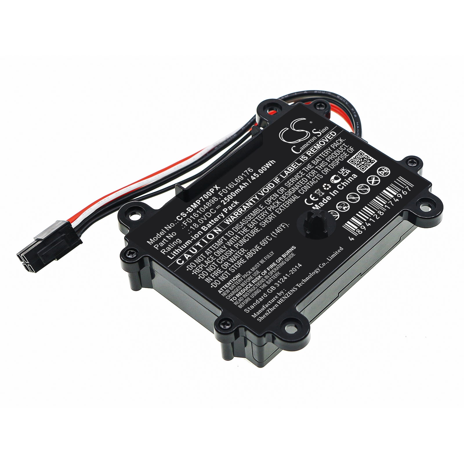 18V 2500mAh Replacement Battery for Bosch Indego Robotic Lawn Mowers - S+, M700, XS 300 Series - F016104898