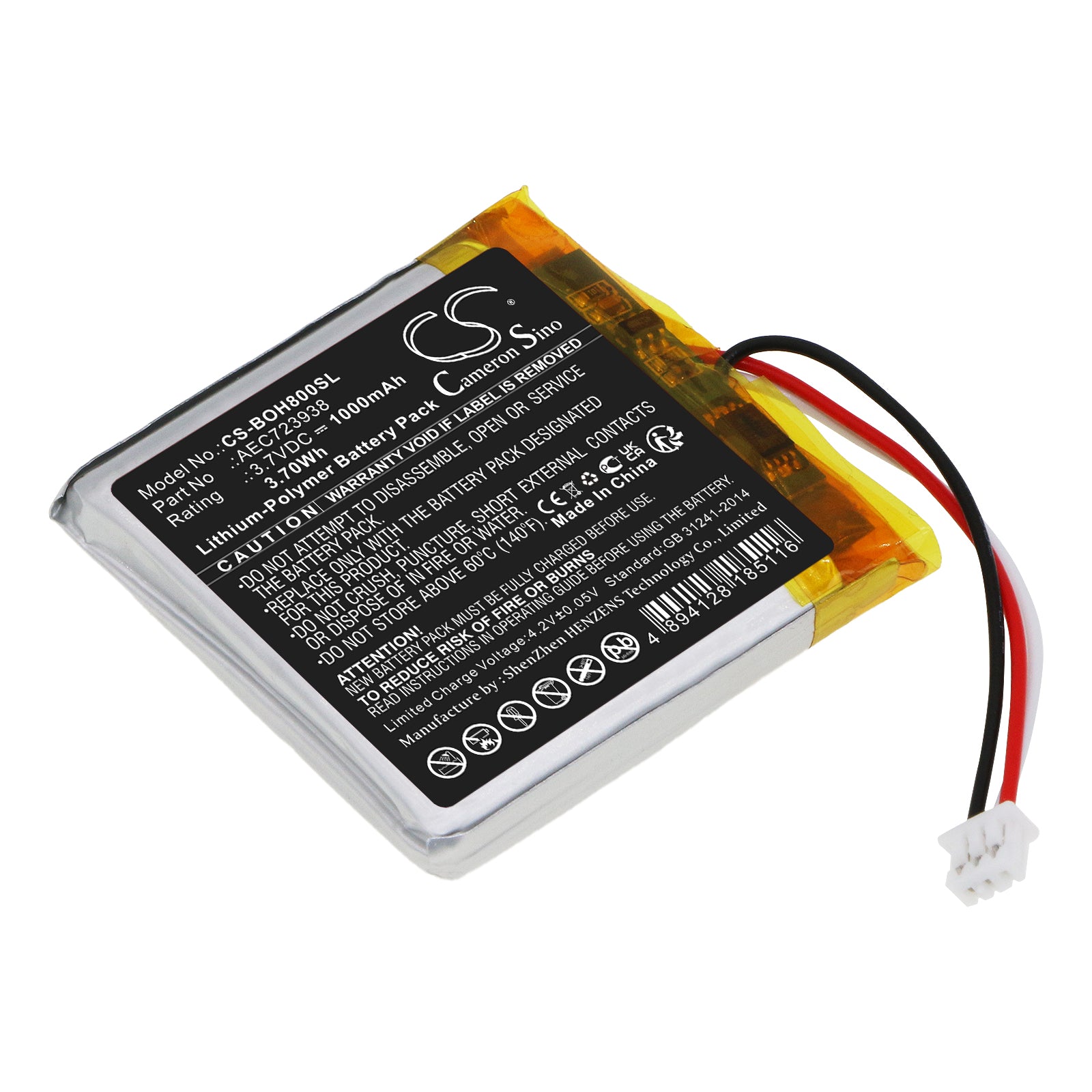 1000mAh Battery Replacement for Bang & Olufsen Beoplay H8i & H9 3rd Gen Headphones - 3.7V Li-Polymer