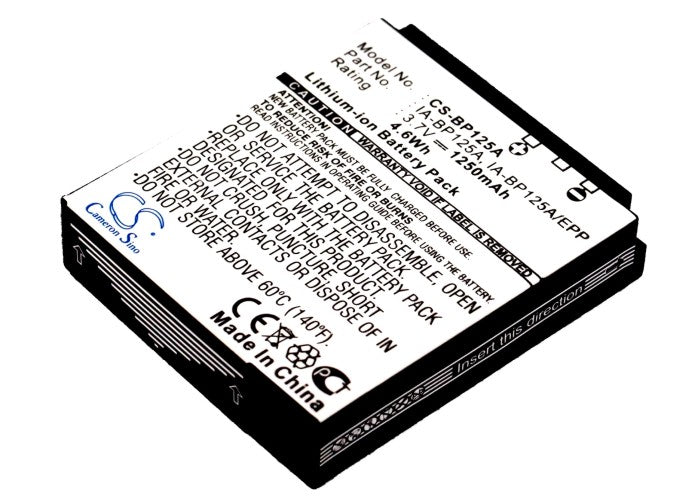 1250mAh Replacement Battery for Samsung HMX Camcorders - 3.7V Li-ion, 4.63Wh - Long-Lasting Power