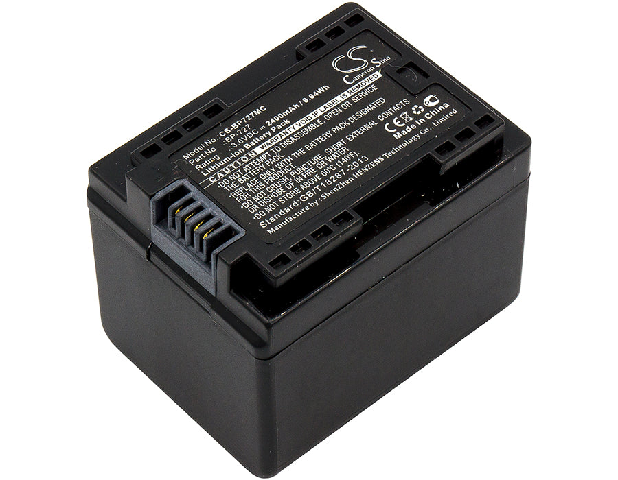 2400mAh Replacement Battery for Canon VIXIA HF & LEGRIA HF R36/R37/R38 Camcorders - BP-727 Compatible
