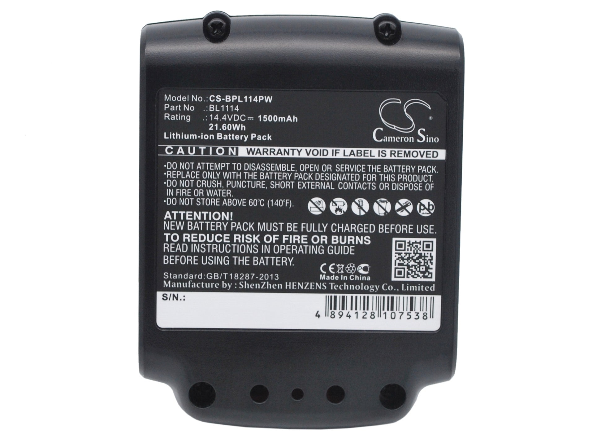 1500mAh 14.4V Replacement Battery for Black & Decker ASL146BT12A, LBXR16 Power Tools; Replaces BL1114, BL1314, LB16