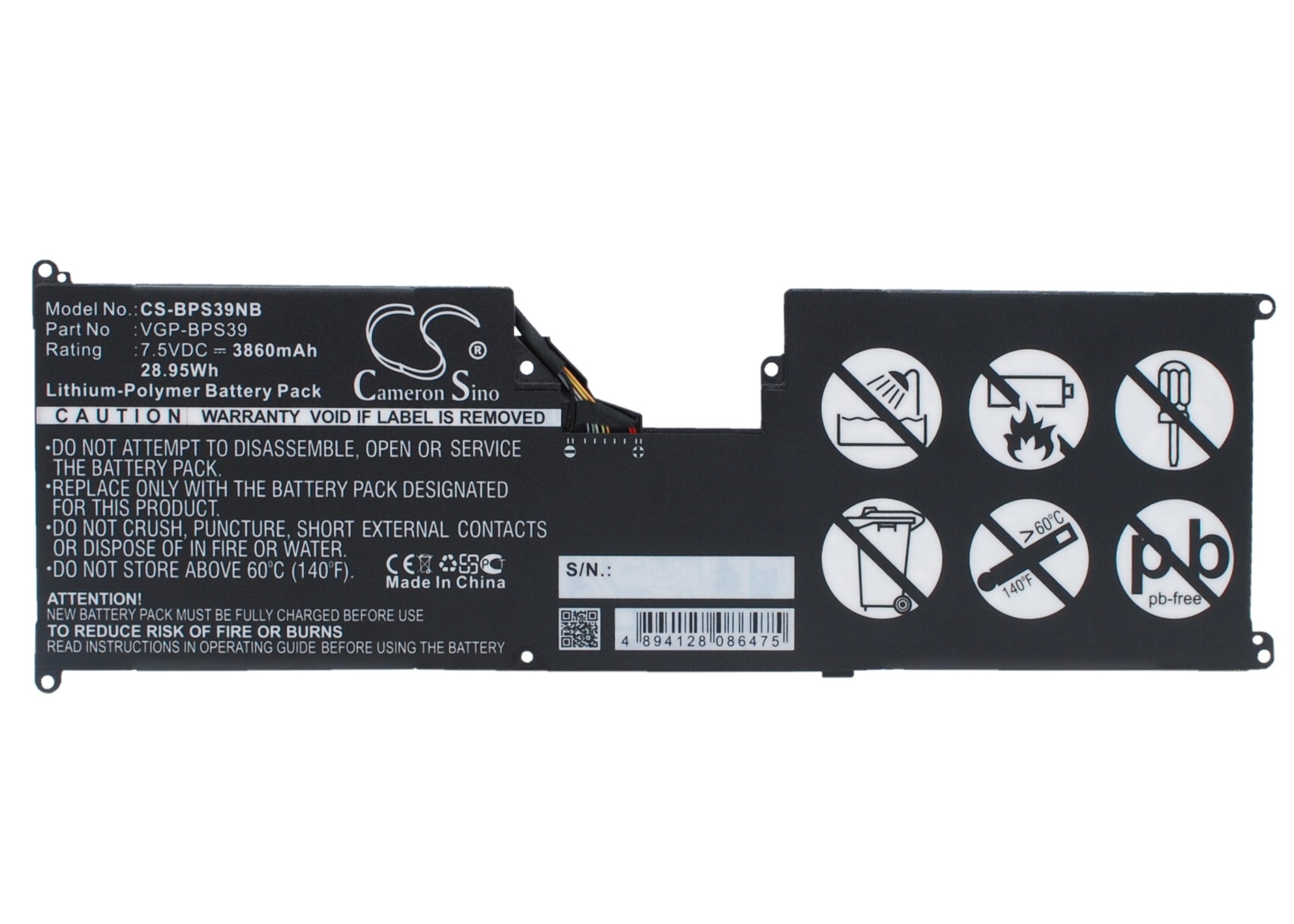 28.95Wh Replacement Battery for Sony VAIO Tap 11 SVT11215CW - 7.5V 3860mAh Tablet Notebook