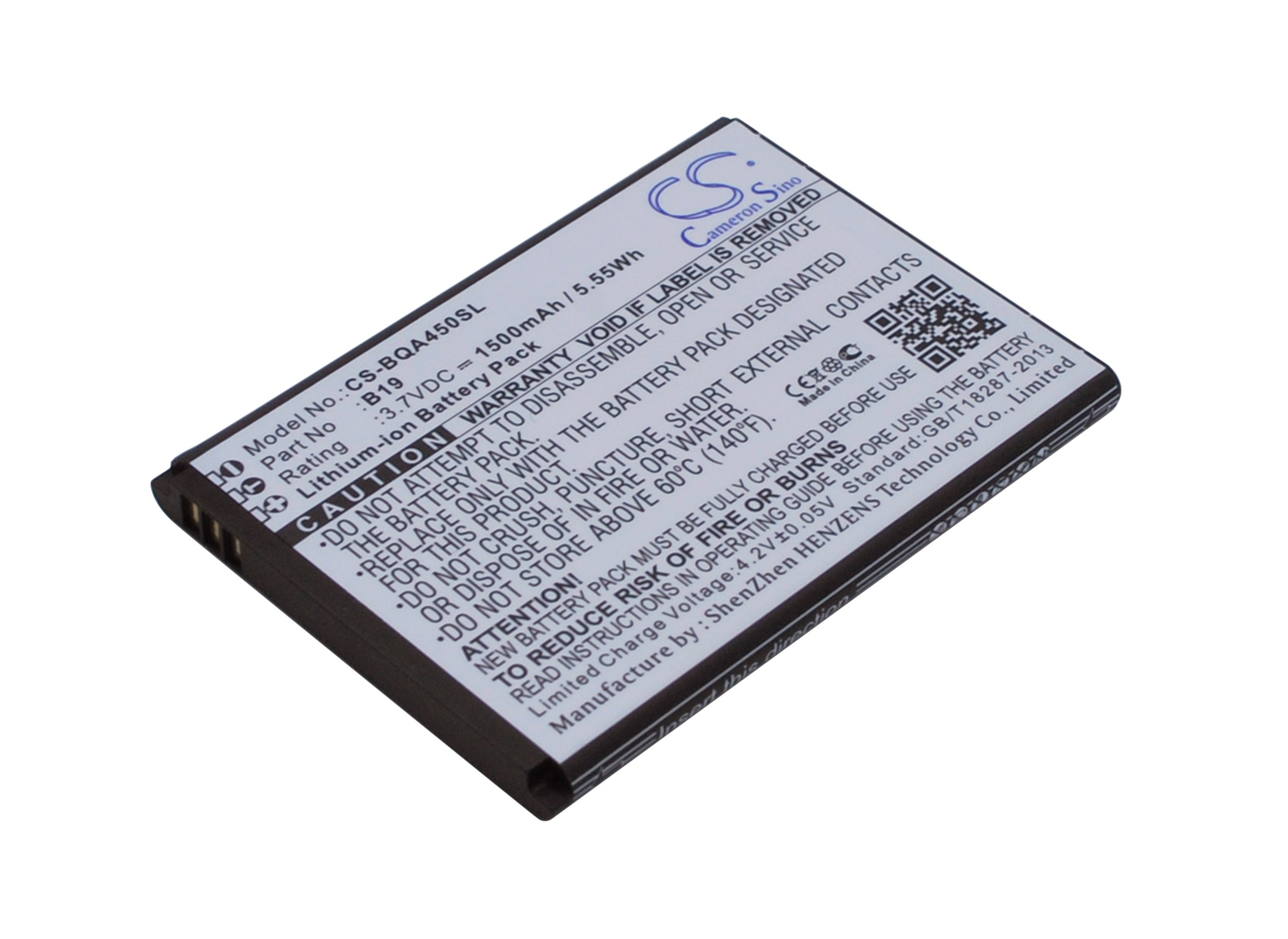 1500mAh Battery Replacement for BQ Aquaris 4.5 - 3.7V Li-ion, BQ B19, BT-1950-259 Smartphone Battery