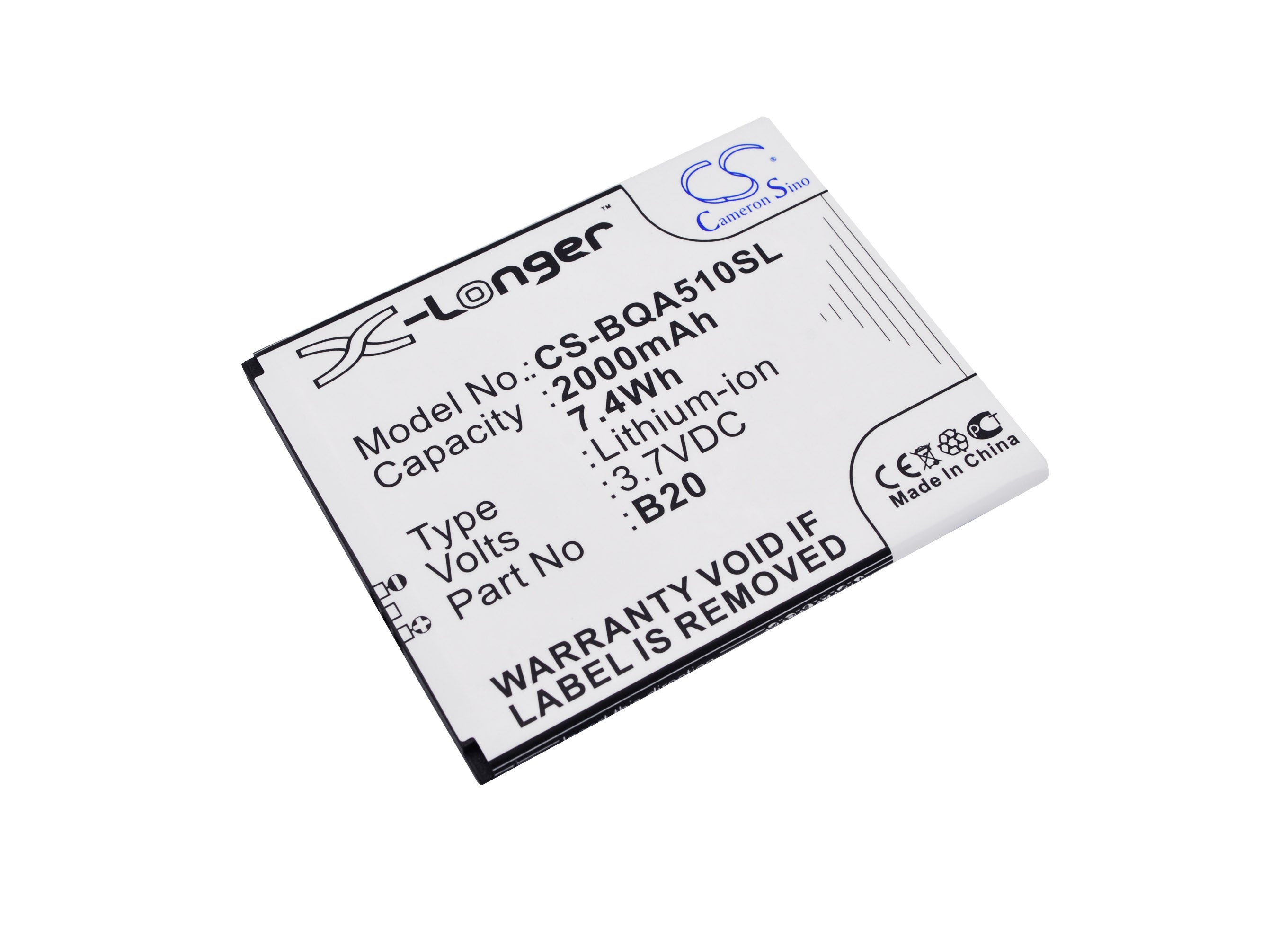 2000mAh Replacement Battery for BQ Aquaris 5.0 HD - 3.7V Li-ion, Phone Power Solution, Compatible with BQ B20