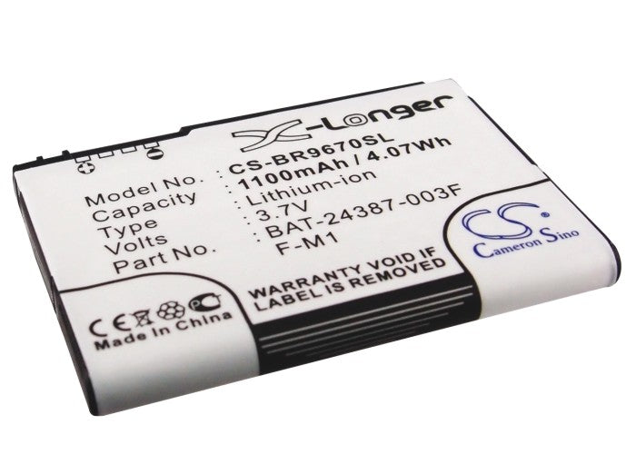 1100mAh Replacement Battery for Blackberry Pearl 3G & Style 9670 - 3.7V Li-ion, F-M1 Compatible, BAT-24387-003