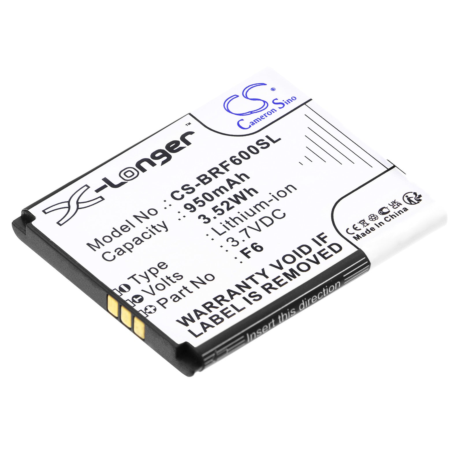 950mAh Replacement Battery for Brondi Amico Mio+ Special e Super Smartphone - 3.7V Li-ion, 52x43x5mm