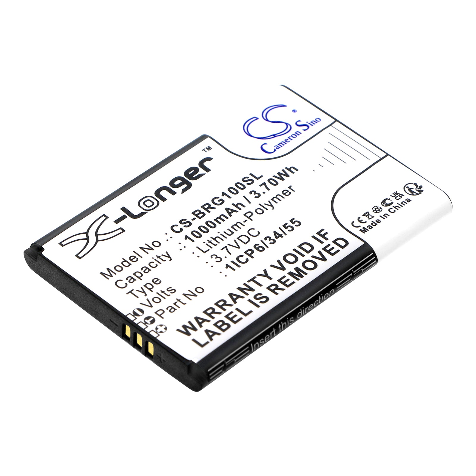 1000mAh Battery Replacement for Brondi AMICO Gentile - 3.7V Li-Polymer Cell - Phone Repair Part - 57.6x39.8x5.2mm