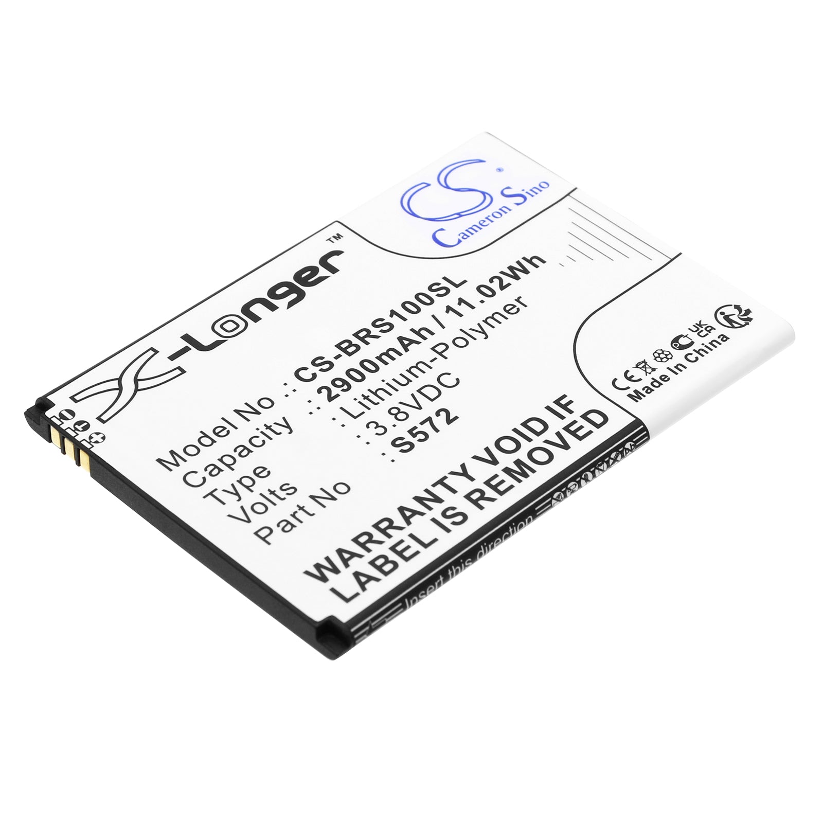 2900mAh Replacement Battery for Brondi Smartphone S & S572 - 3.8V Li-Polymer Battery