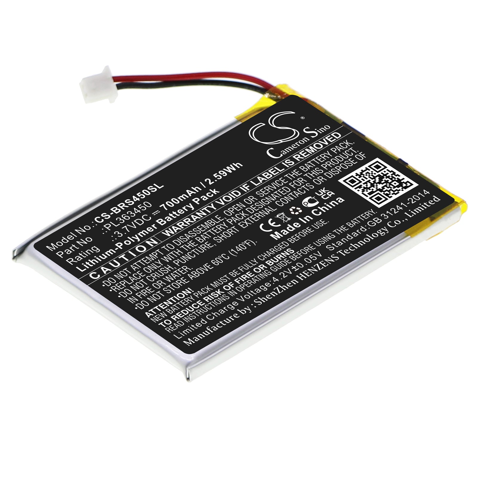 700mAh Replacement Battery for BlueParrott S450 & S450-XT Headset - 3.7V Li-Polymer Power