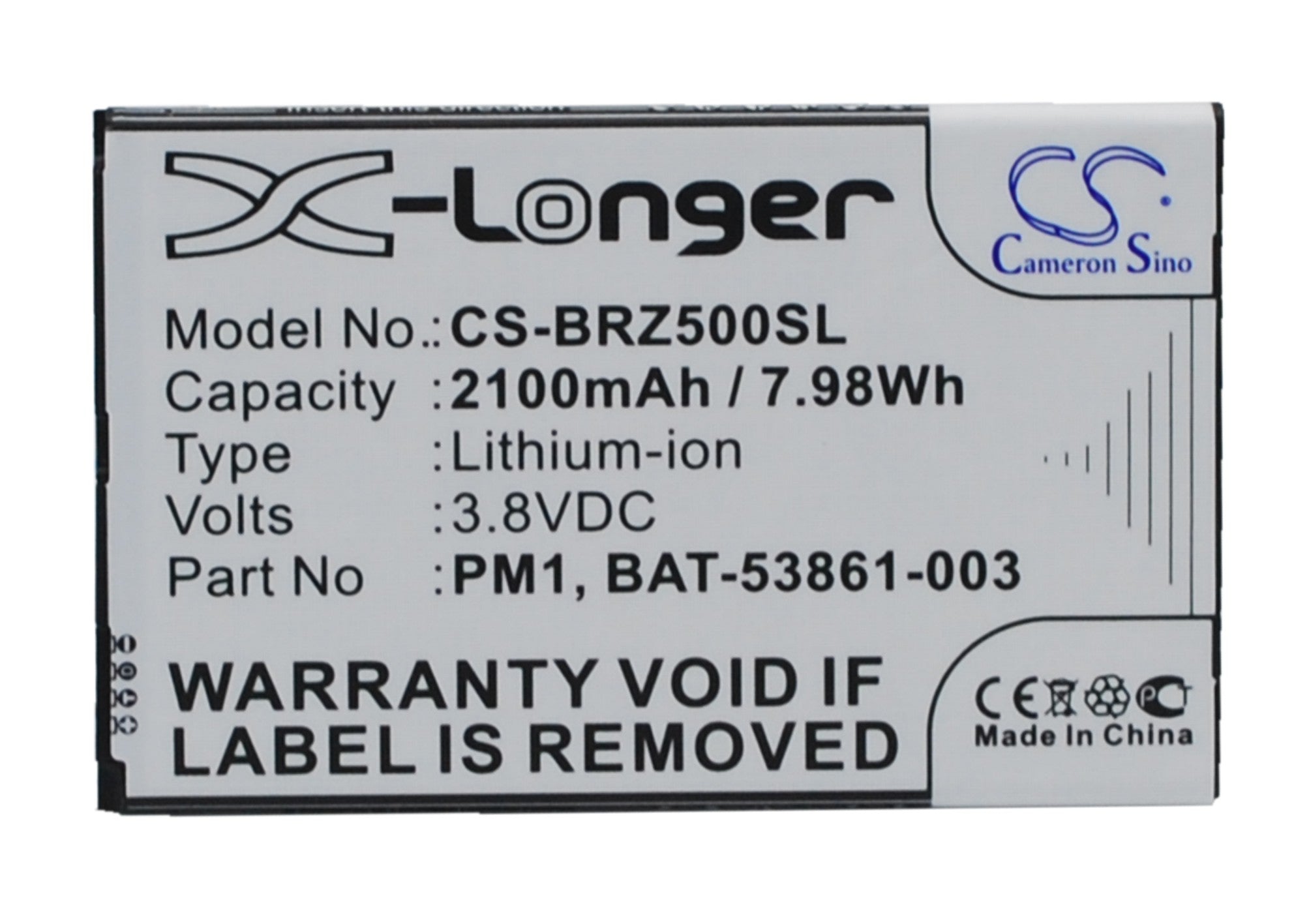 2100mAh Replacement Battery for Blackberry Z5 Smartphone - 3.8V Li-ion BAT-53861-003 Mobile Phone Battery