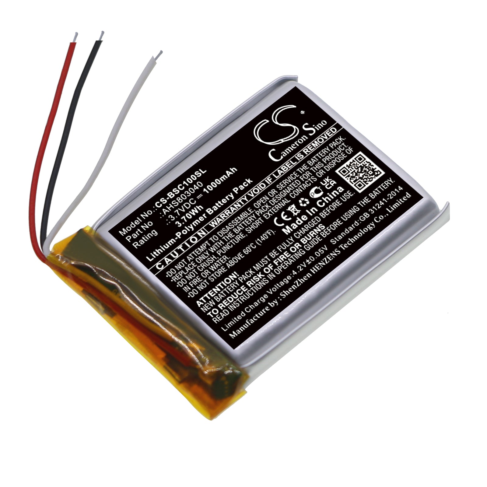 1000mAh 3.7V Li-Polymer Replacement Battery for BOSE SoundWear Companion - 42x30x8mm Speaker Repair Part