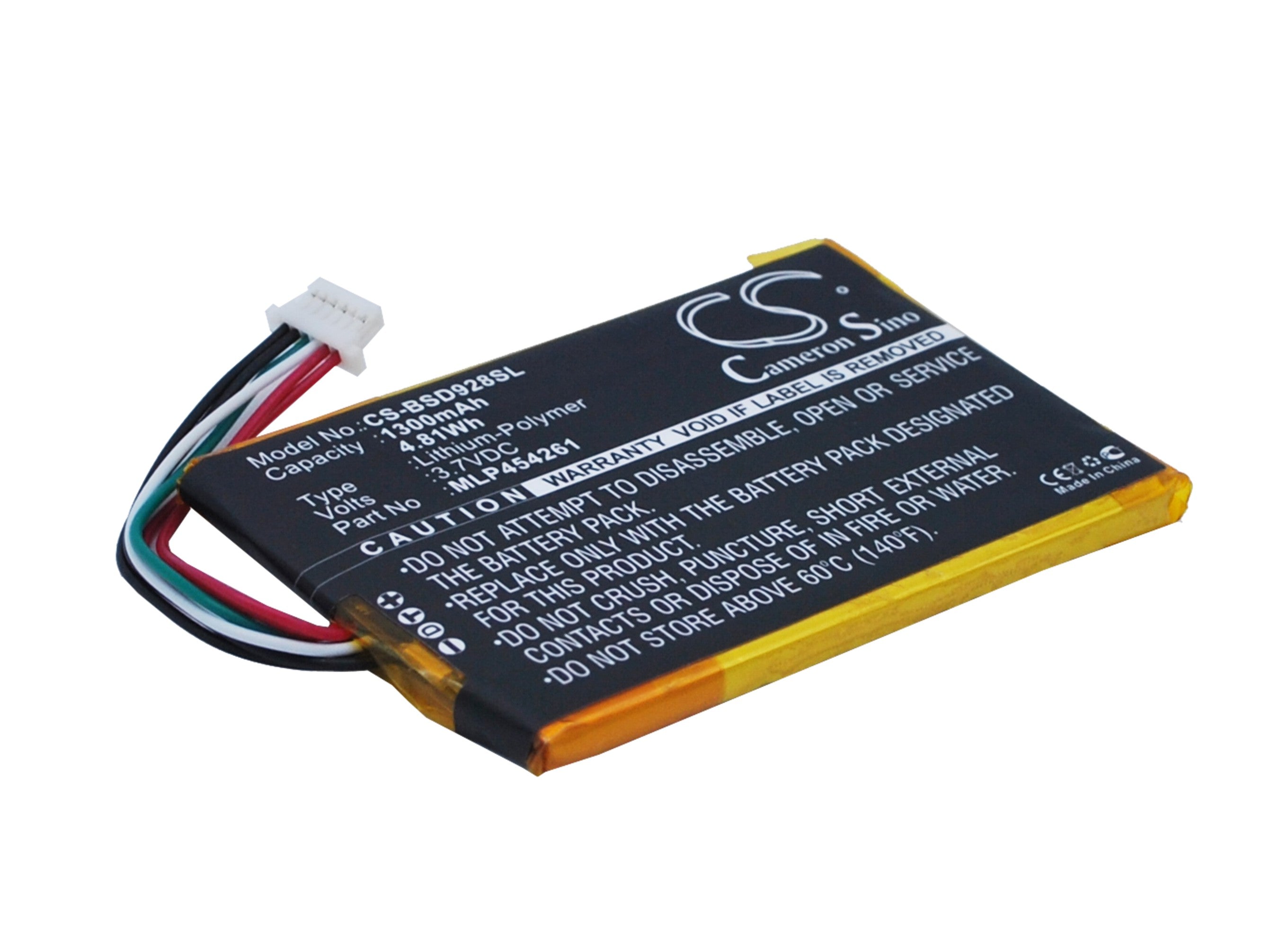 Bambook SD928+ E-reader Replacement Battery: 3.7V 1300mAh Li-Polymer, 63x41.7x4.7mm