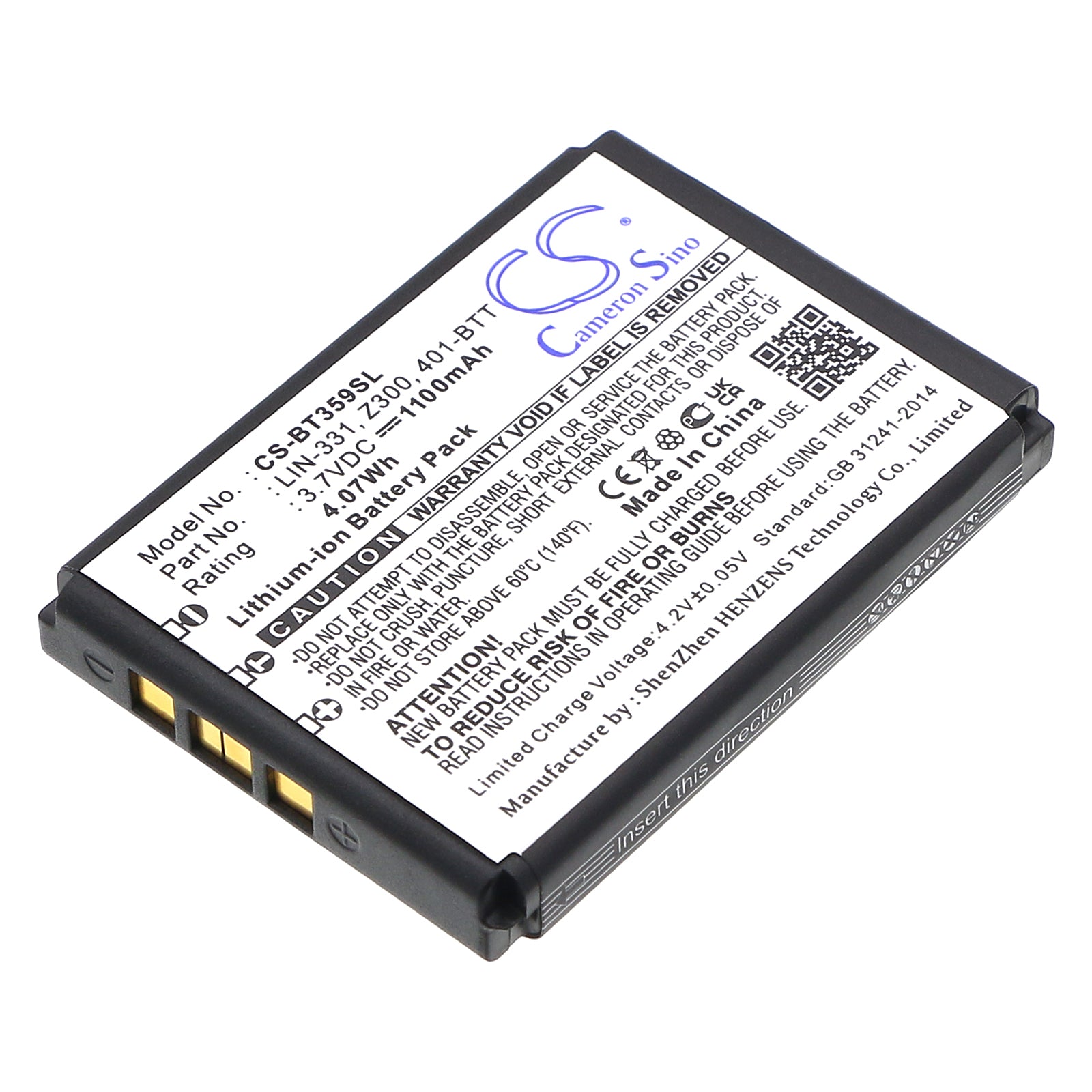1100mAh 3.7V Li-ion Replacement Battery for Globalsat BT-359, TR-101 Navigator GPS - Extended Life, High Capacity