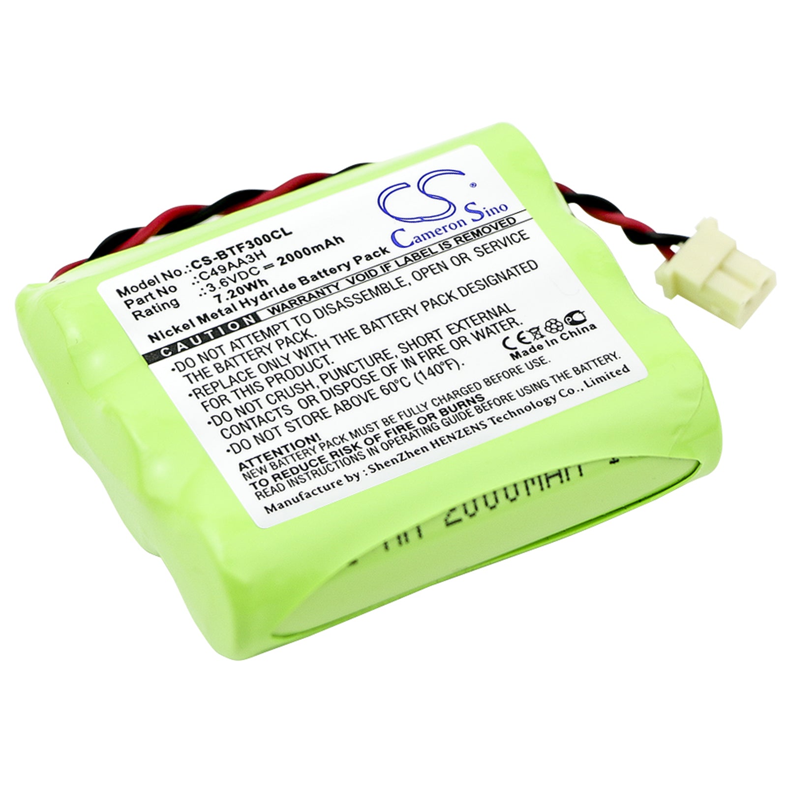 2000mAh Ni-MH Replacement Battery for BT Freestyle Cordless Phones - 3.6V, 7.2Wh (Freestyle 300/500/600/1000, Freelance 1/2)