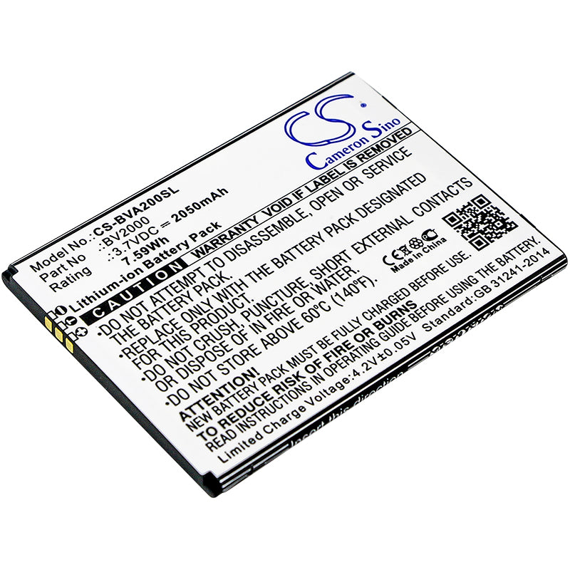 2050mAh Replacement Battery for Blackview BV2000 Smartphone - 3.7V Li-ion, 7.59Wh