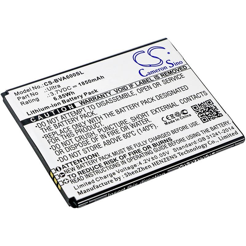 1850mAh Li-ion Replacement Battery for Blackview Ultra & A6 Phones (74.2x58x4.3mm, 3.7V) - Smartphone Power Solution