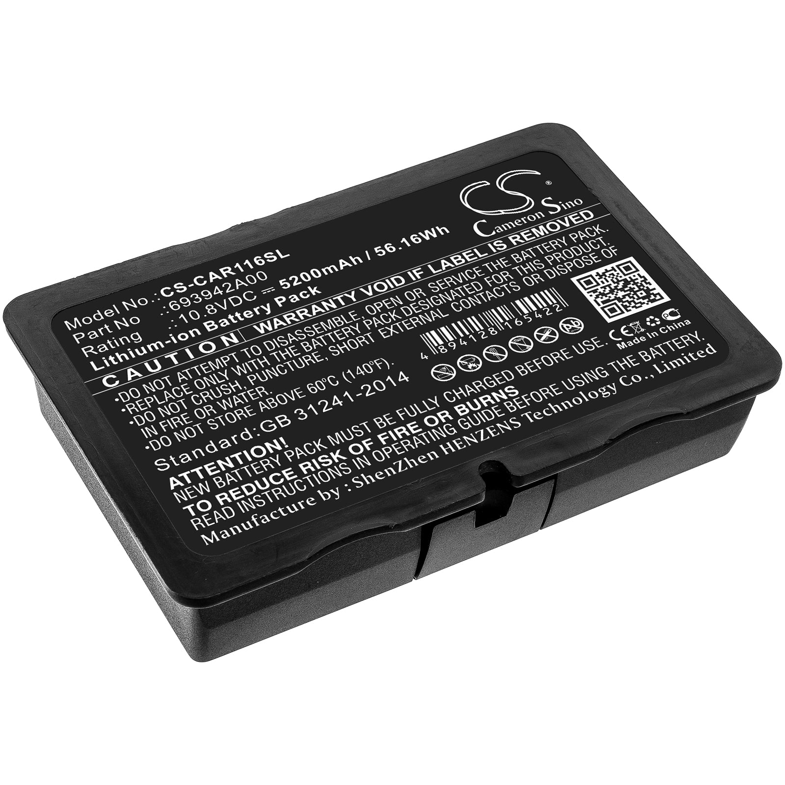 5200mAh Replacement Battery for Chauvin Arnoux C.A 6116N & C.A 6117 Survey Equipment (10.8V, 56.16Wh, Li-ion)
