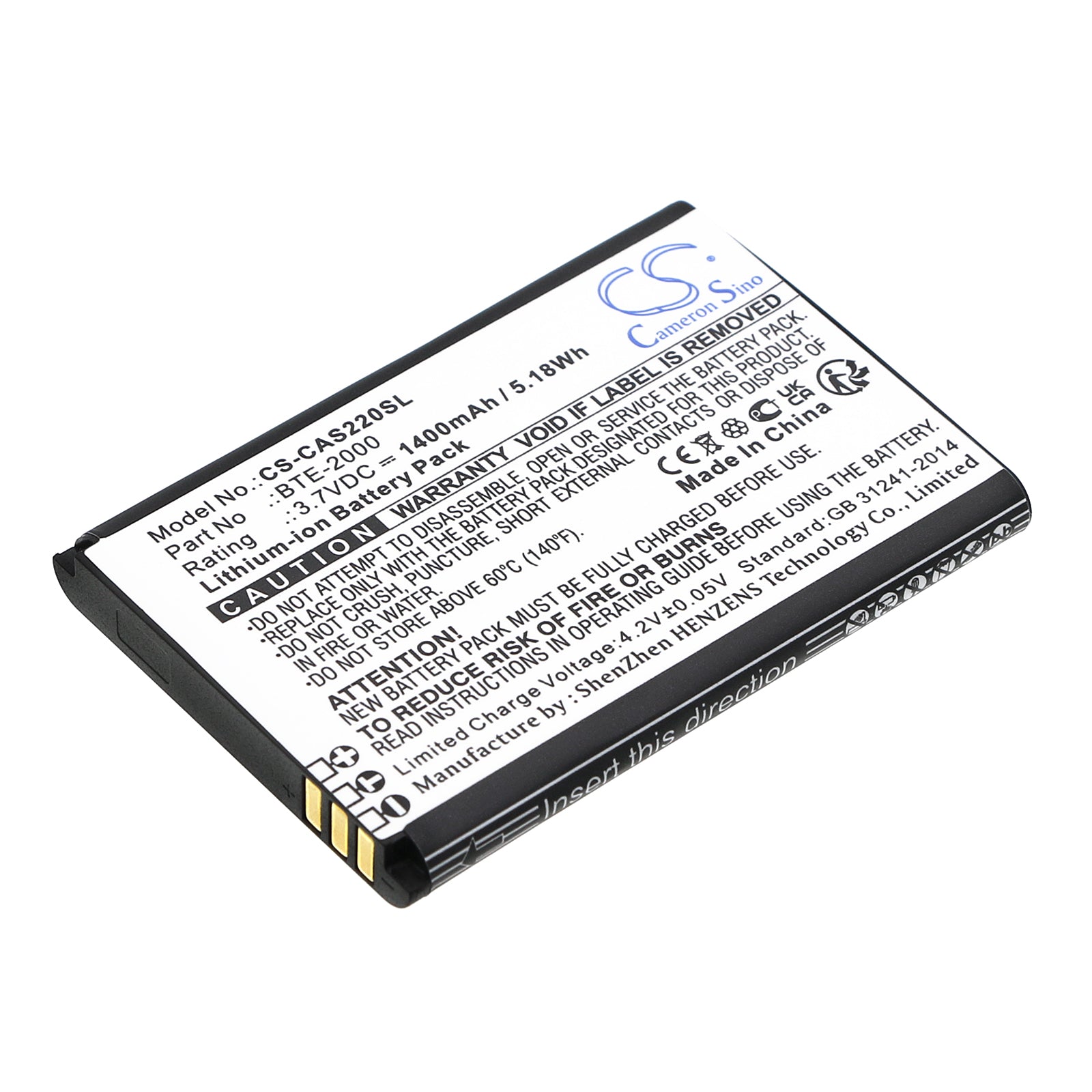CAT S22 & S22 Flip Replacement Battery - 1400mAh 3.7V Li-ion - BTE-2000 - Phone Battery