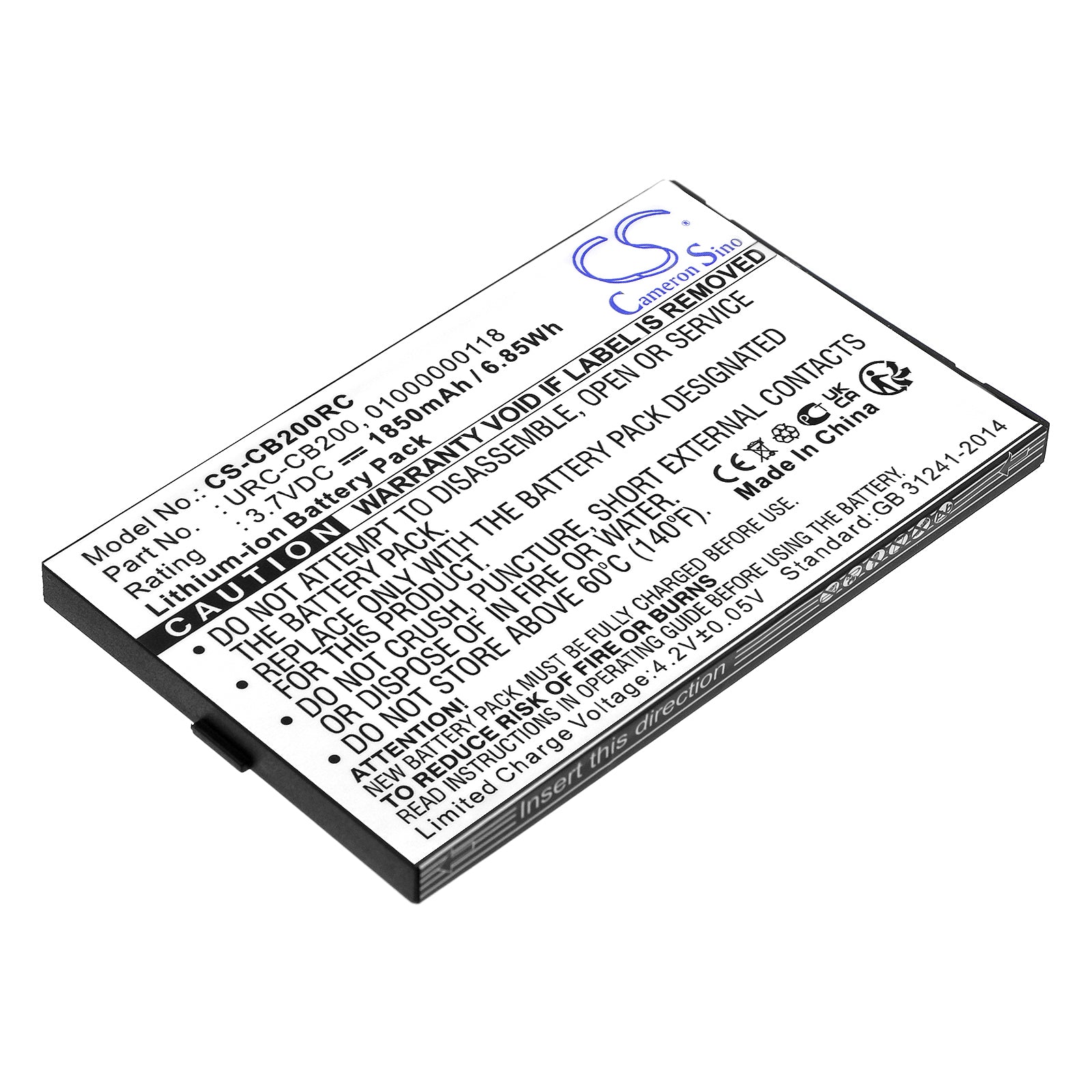 1850mAh Replacement Battery for Sonos Controller 200 (CB200, CR200) - 3.7V Li-ion - CB200WR1, URC-CB200