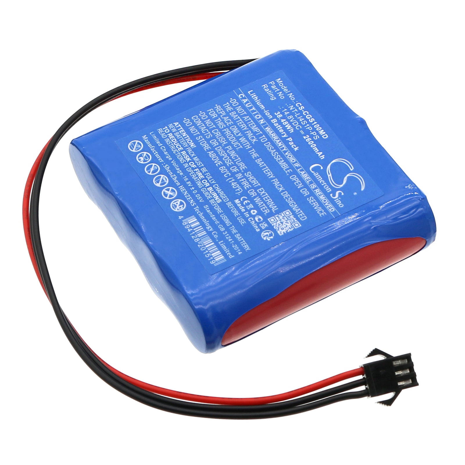 2600mAh Battery for COMEN Progetti PGS10, Taurus E/E+ Medical Monitor - 14.8V Li-ion Replacement