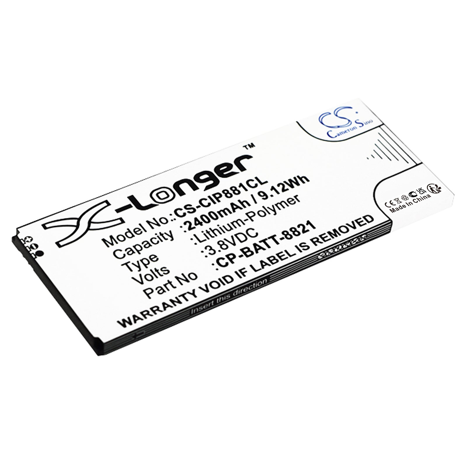 2400mAh Replacement Battery for Cisco 8800 Series Cordless Phones: 8821, CP-BATT-8821, GP-S10-374192-010H