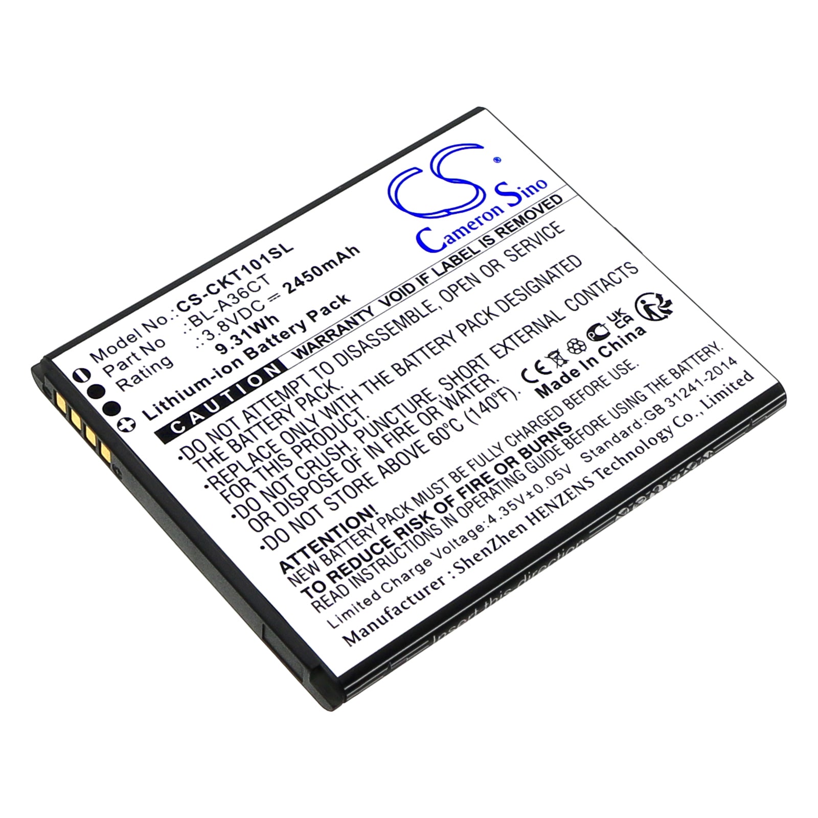 Cricket Debut Smart Battery Replacement: SL101AE, BL-A36CT Compatible - 2450mAh, 3.8V Li-ion - Phone Power Solution